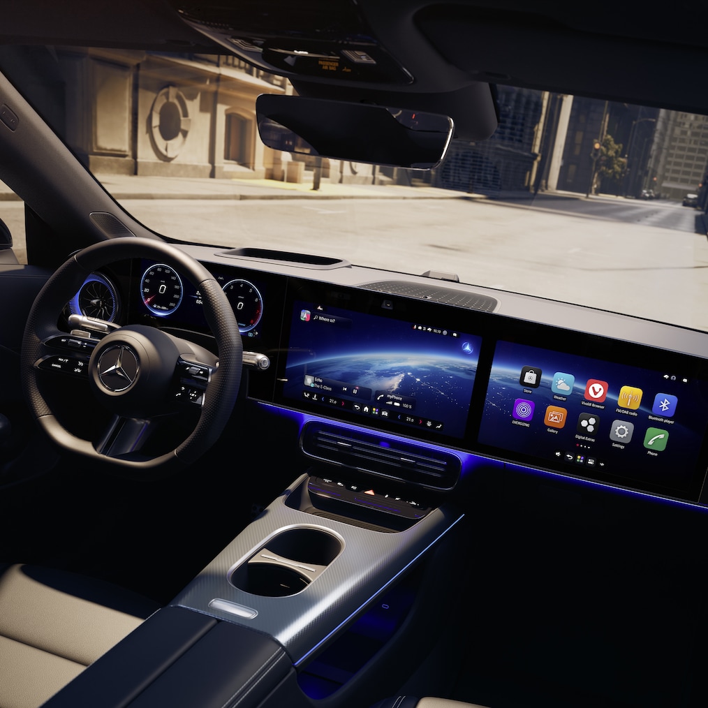 Vista de la superscreen MBUX en el Mercedes-Benz CLA.