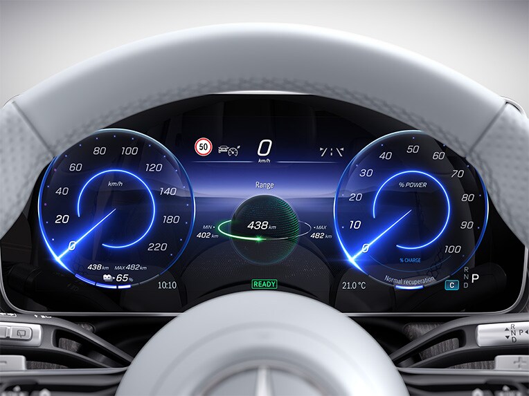 La calculadora activa de autonomía del nuevo EQS SUV de Mercedes-Benz.