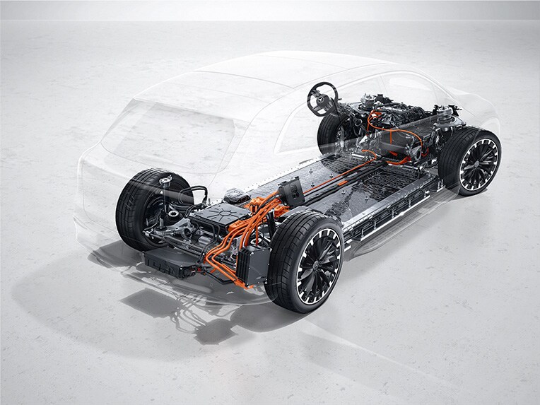 Una ilustración técnica del EQS SUV de Mercedes-Benz.