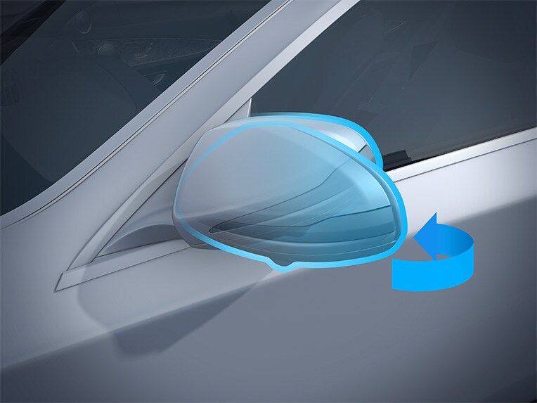 Representación gráfica del paquete de retrovisores en el visualizador multimedia del SUV de Mercedes-Benz.