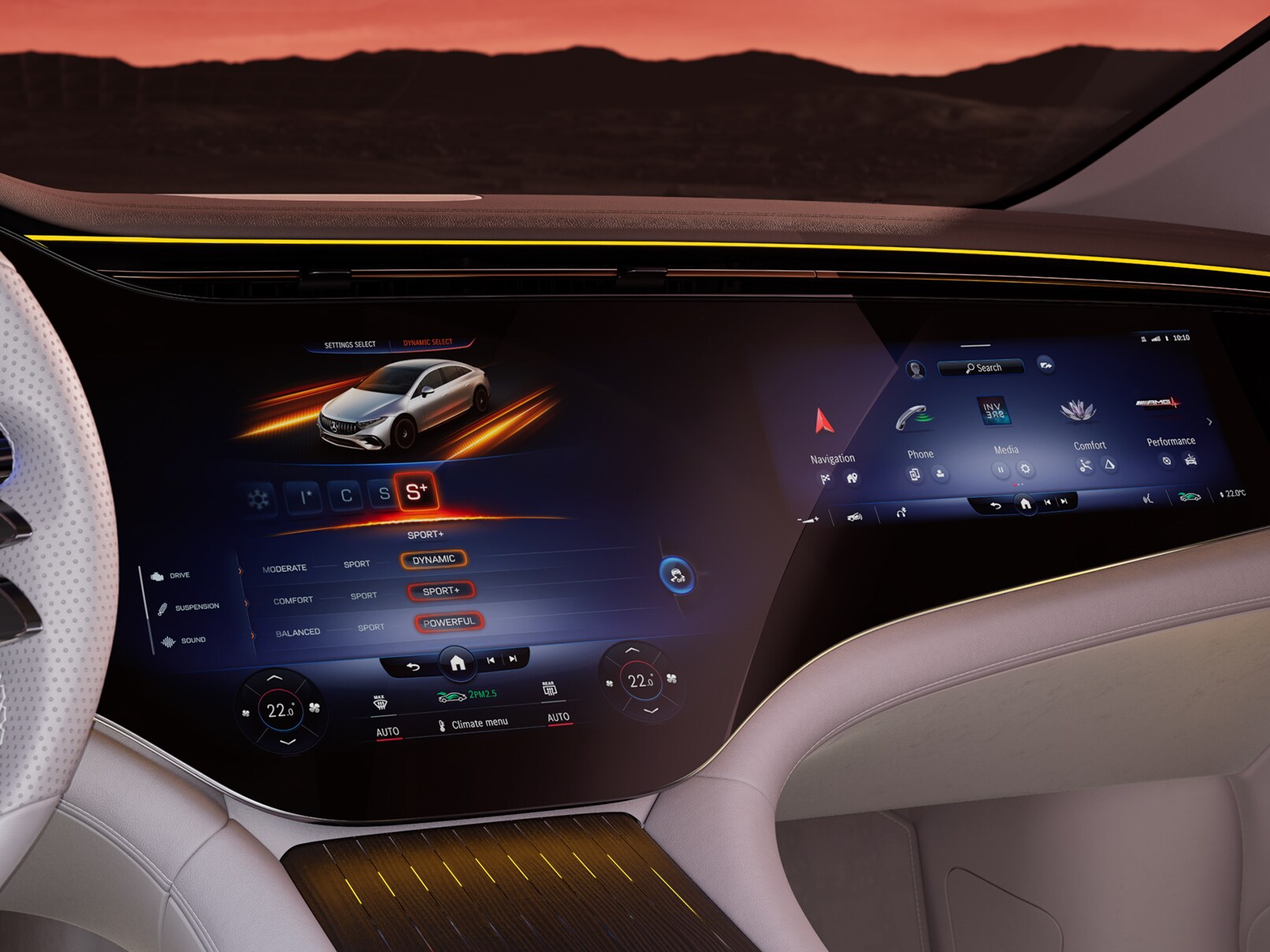 El puesto de conducción del Mercedes-AMG EQS 53 4MATIC+.