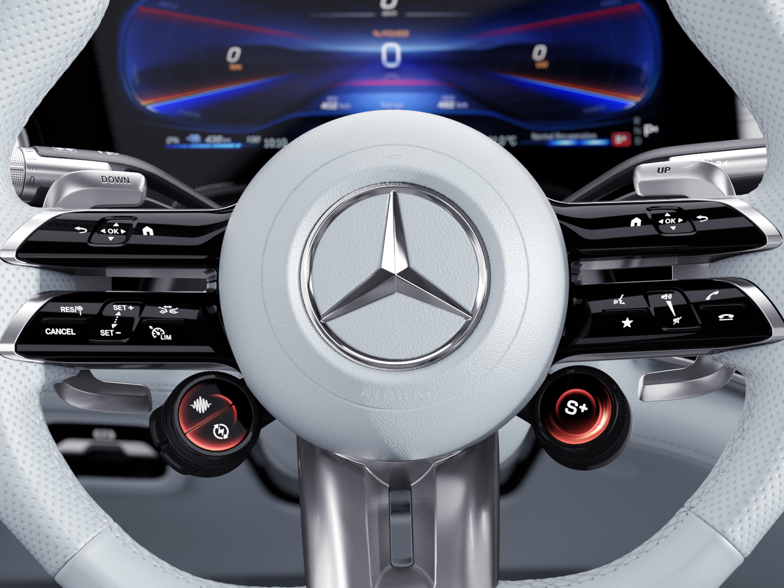 Teclas AMG en el volante | EQS Sedán | Mercedes-AMG Las teclas AMG en el volante del Mercedes-AMG EQS 53 4MATIC+.