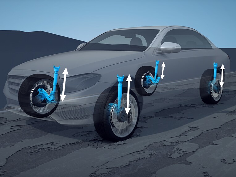 La suspensión neumática AIRMATIC del EQS Sedán de Mercedes-Benz.