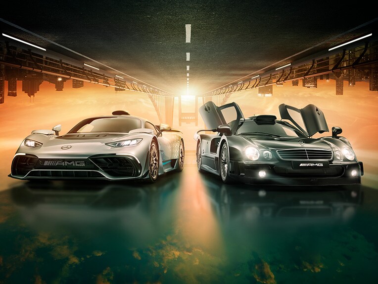 Foto con distintos vehículos Mercedes-AMG.