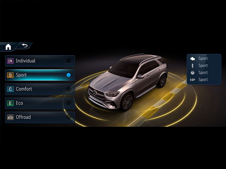 Leva de cambio de DYNAMIC SELECT en la volante para cambiar los programas de conducción.