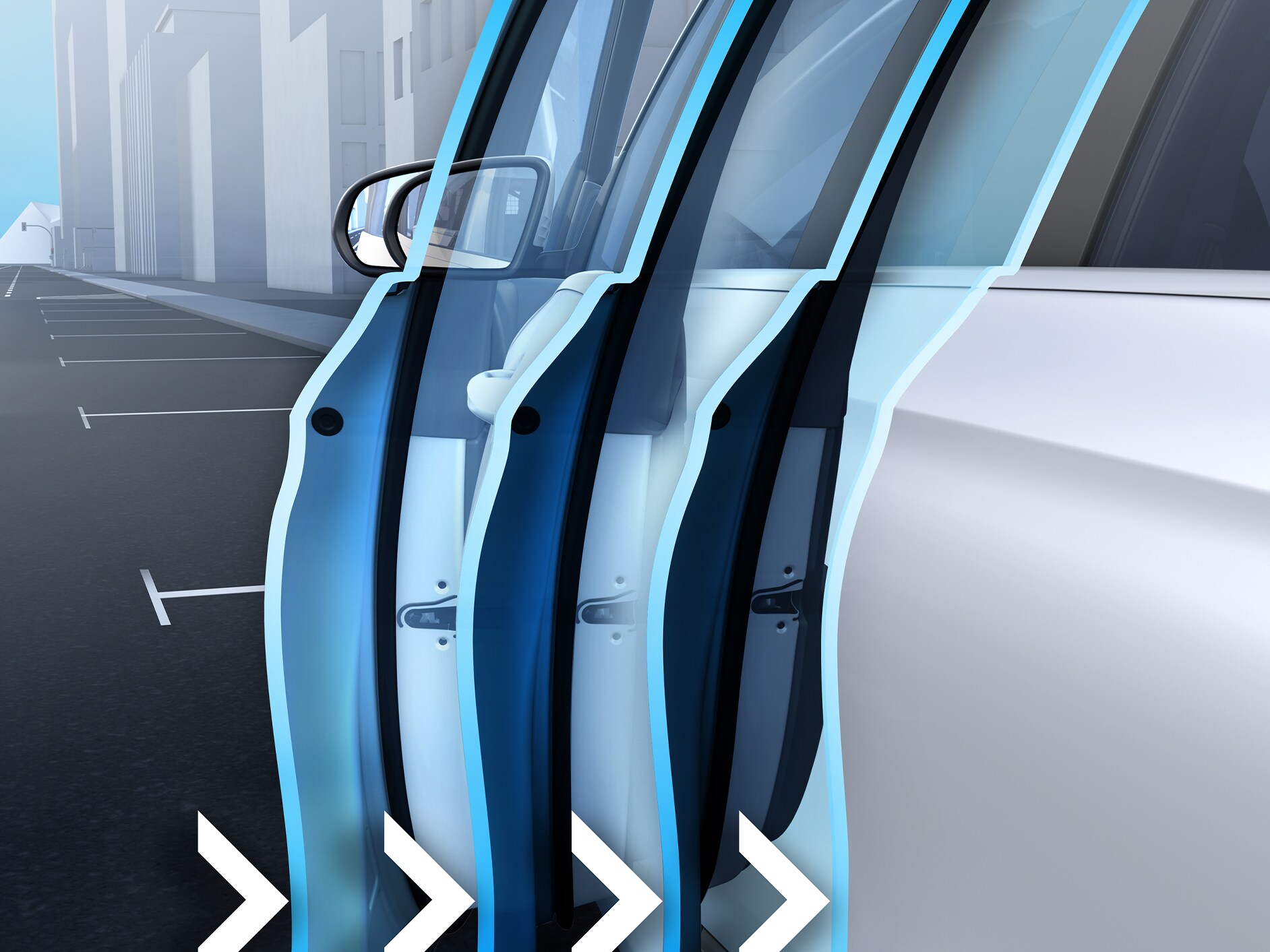 Una representación del servocierre de la nueva GLS de Mercedes-Benz.