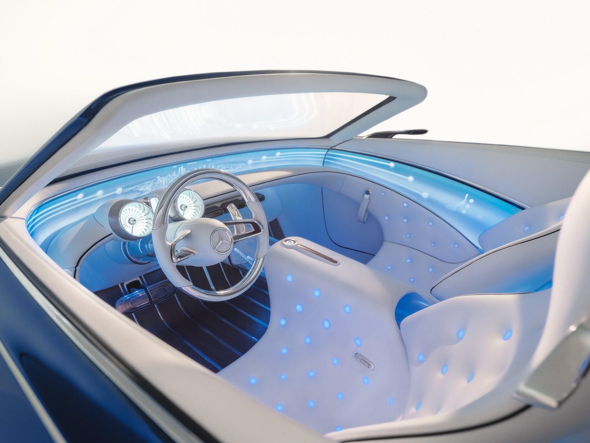 Una visión del interior de un Mercedes-Maybach en el futuro.
