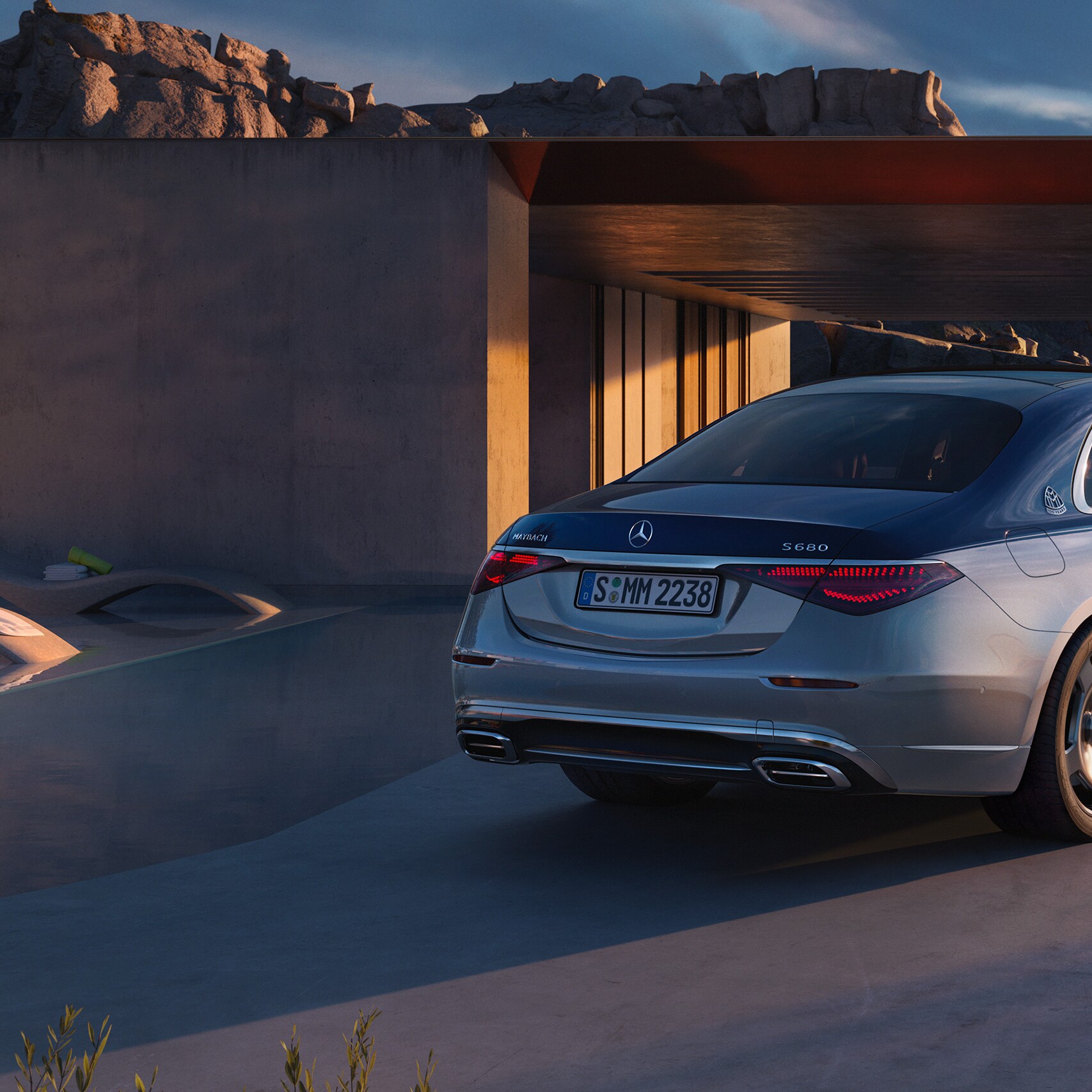 Vista trasera del Mercedes-Maybach Clase S.