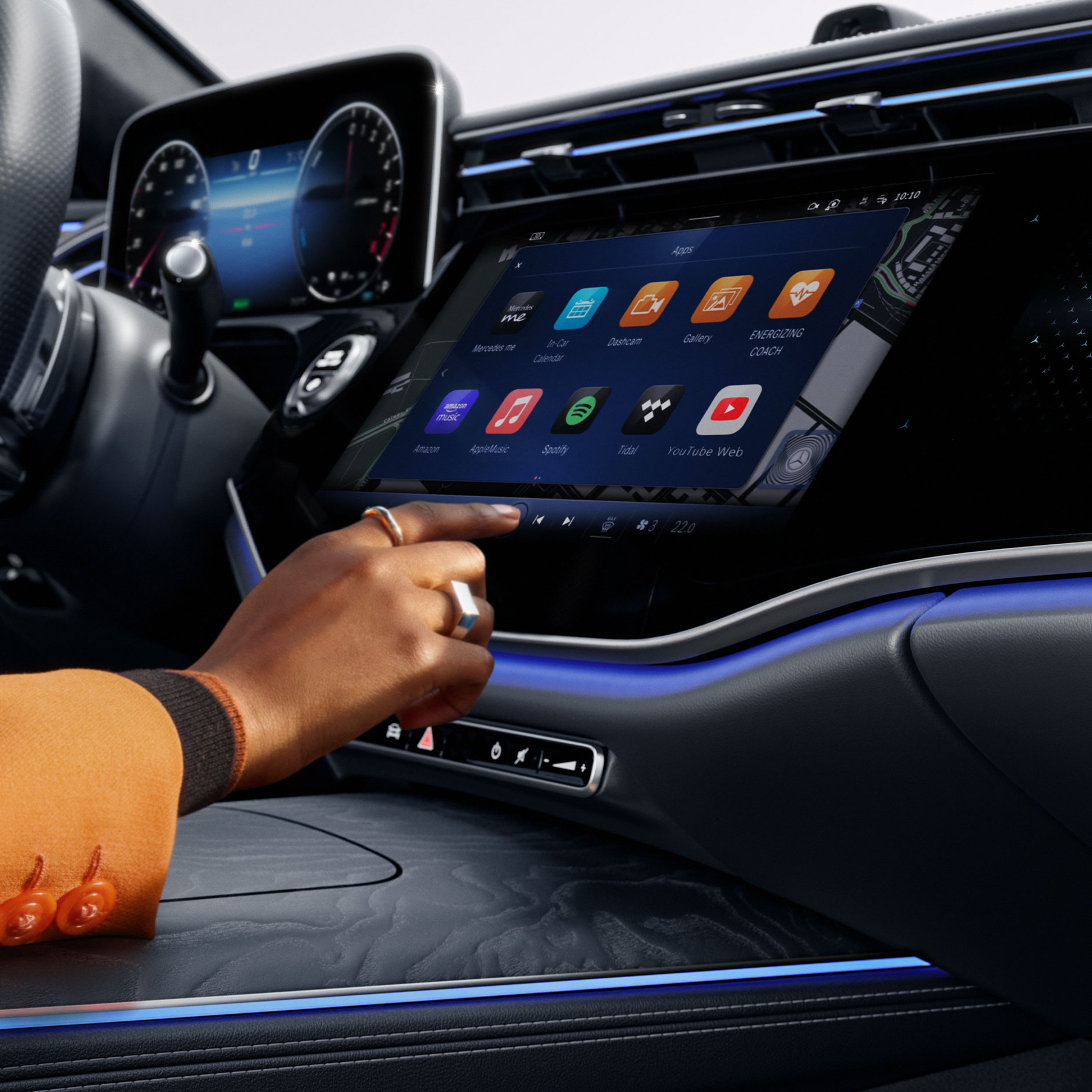 Manejo intuitivo | Sistema multimedia MBUX | Mercedes-Benz El interior de la Clase E Berlina de Mercedes-Benz.