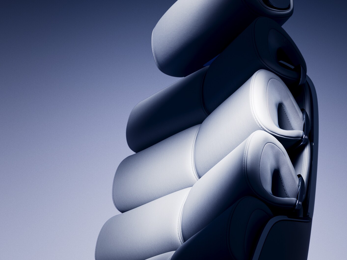 Los dos lujosos asientos de la parte trasera del Vision V en posición reclinada.