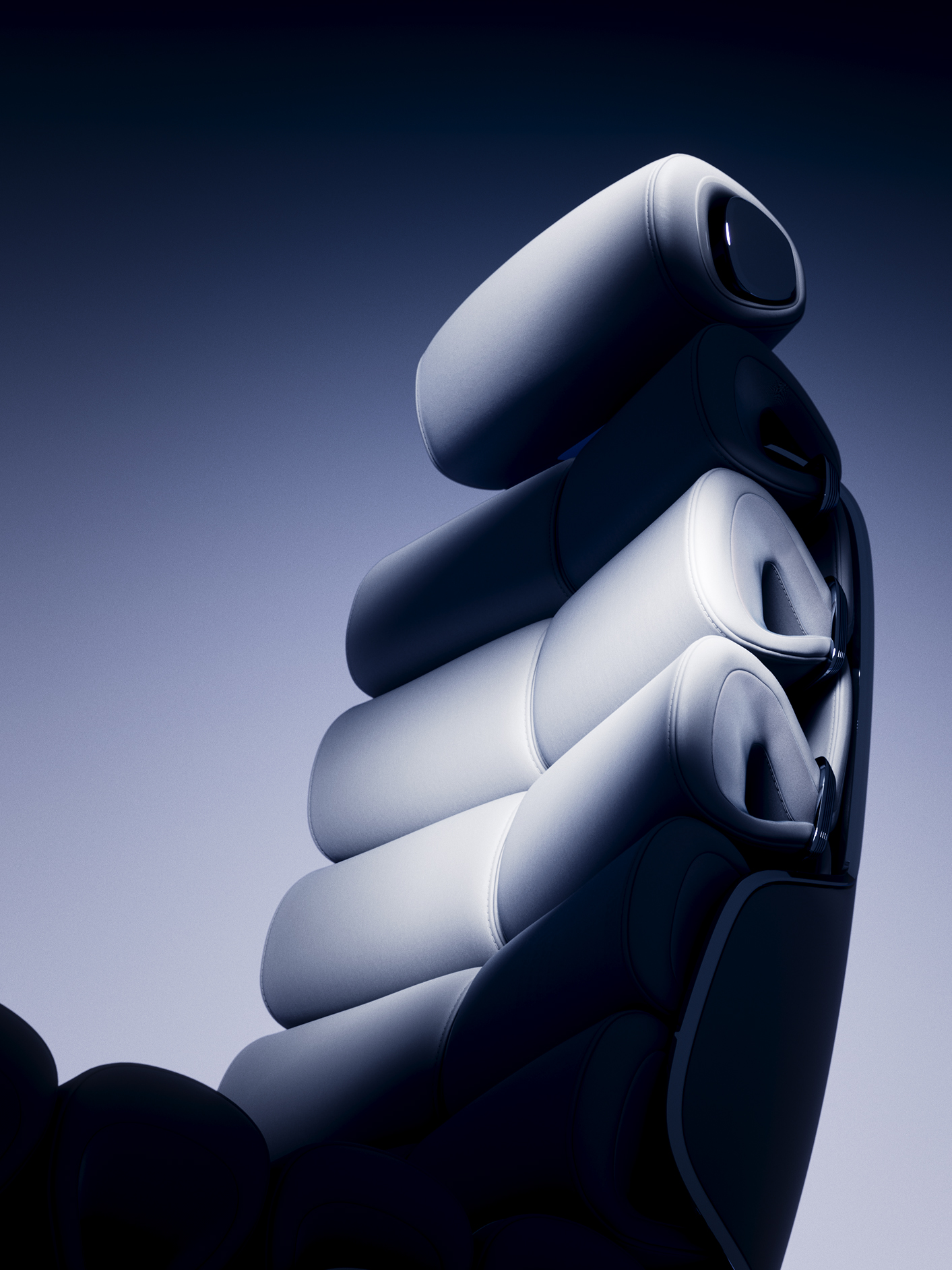 Asientos de reposo | Vision V | Mercedes-Benz Los dos lujosos asientos de la parte trasera del Vision V en posición reclinada.