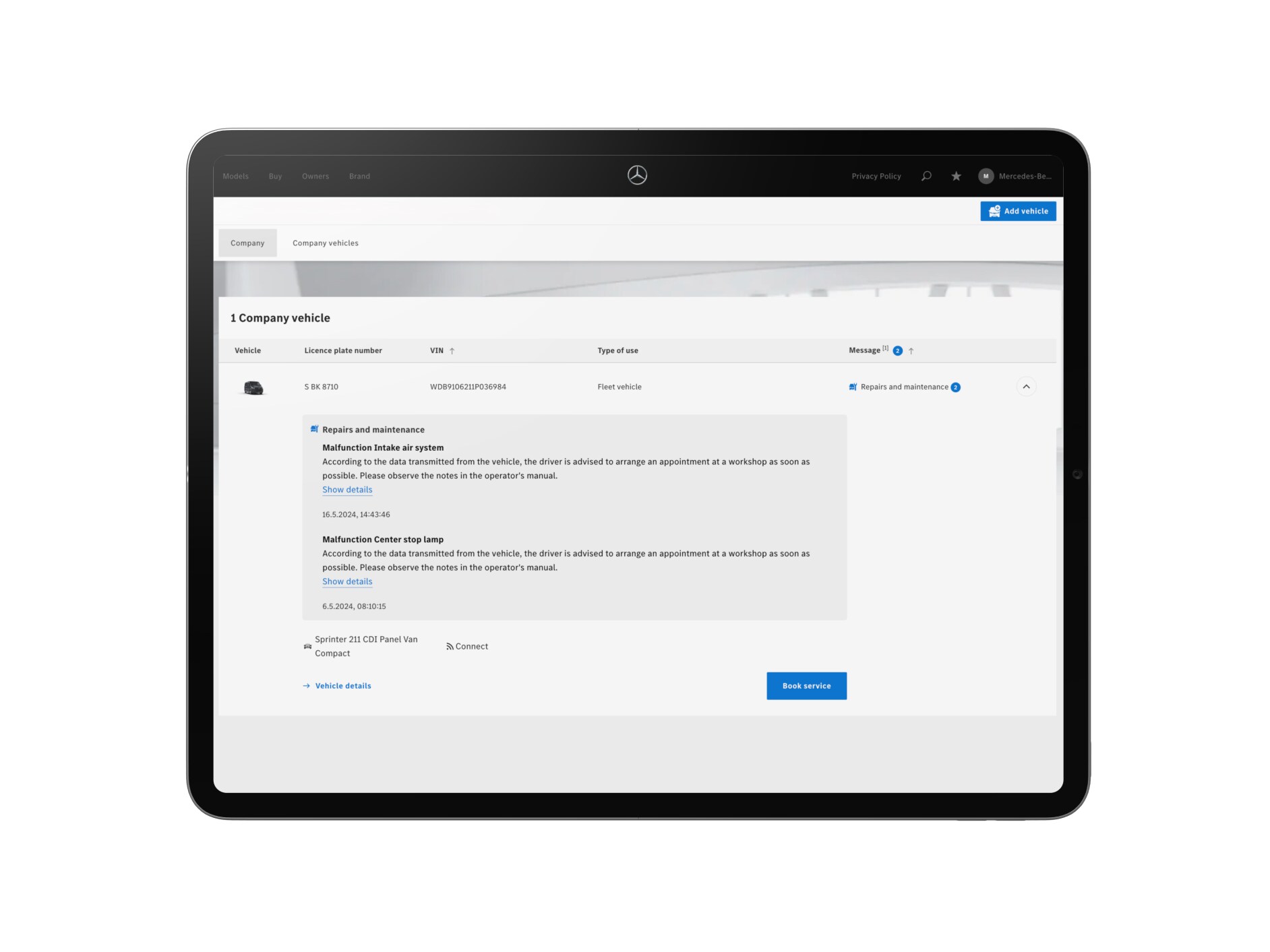 Una tableta que muestra el sistema de diagnóstico digital.