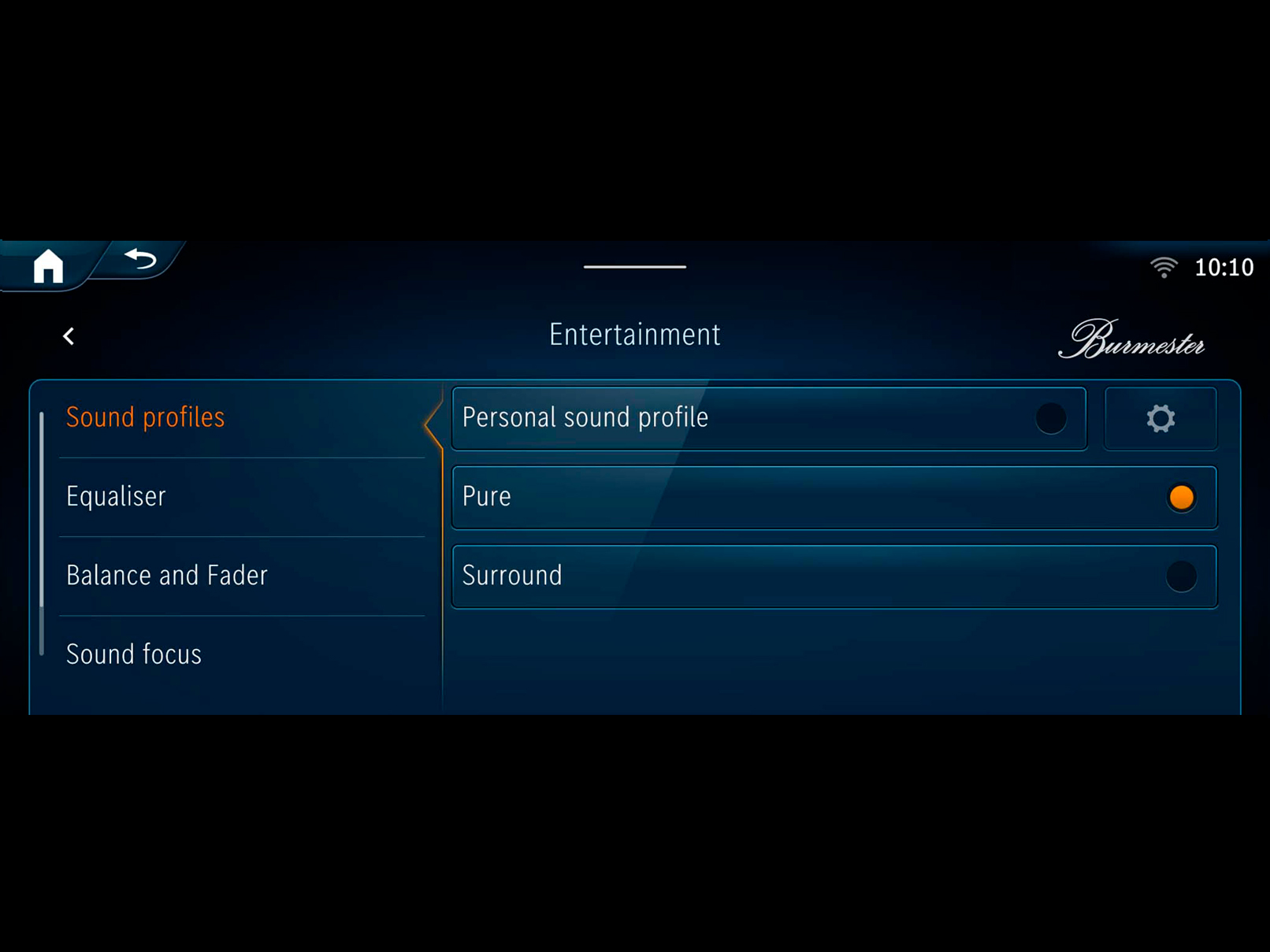 El visualizador de medios del Mercedes-AMG GT Coupé de 4 puertas. Sistema de sonido surround Burmester® | GT 4-Door Coupé | Mercedes-AMG
