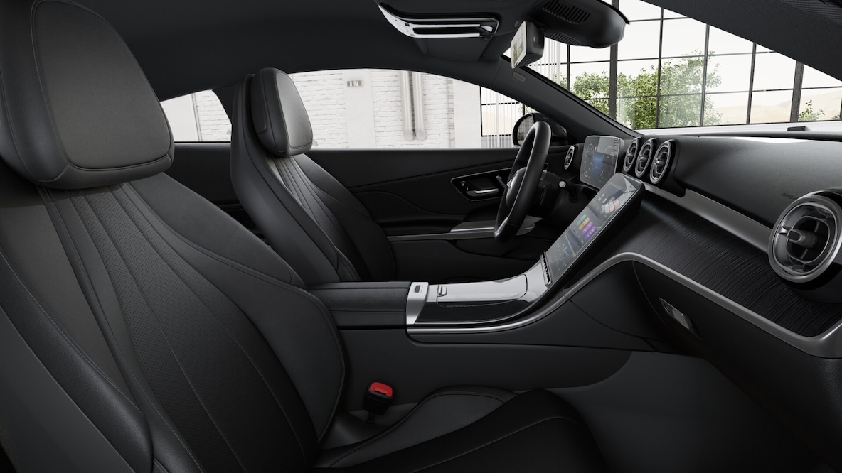 Consola central en efecto de estructura fina en negro en el Mercedes-Benz CLE Coupé.