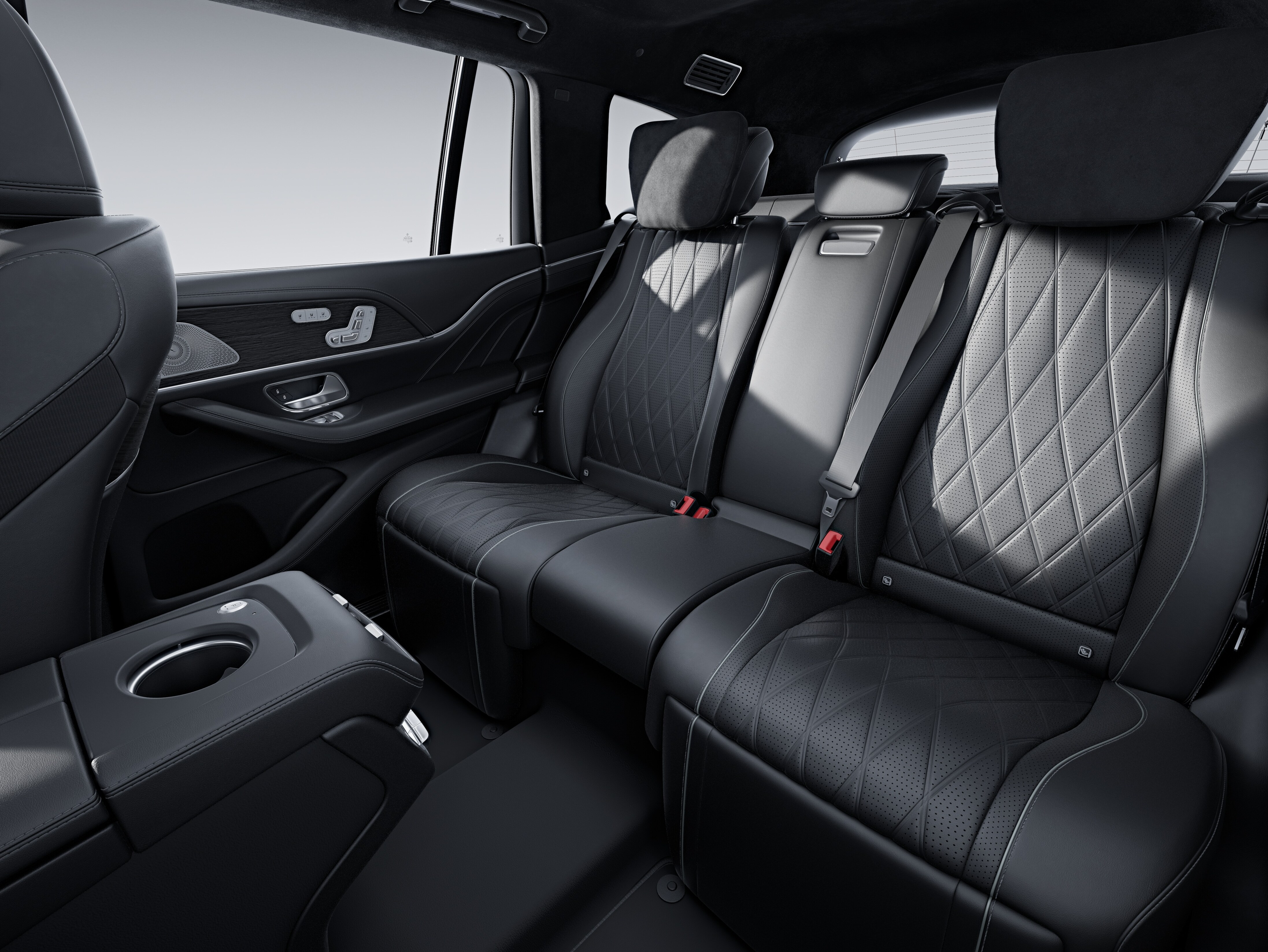 La parte trasera con asientos multicontorno en el Mercedes-Maybach GLS.