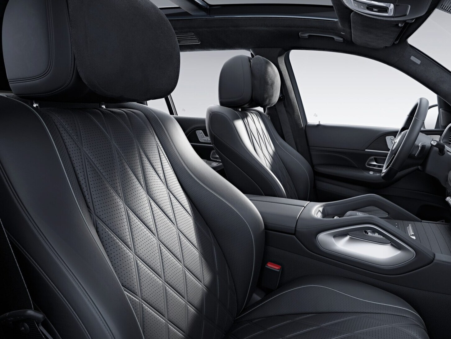 El interior del Mercedes-Maybach GLS con tapizado de cuero napa gris magma/negro.